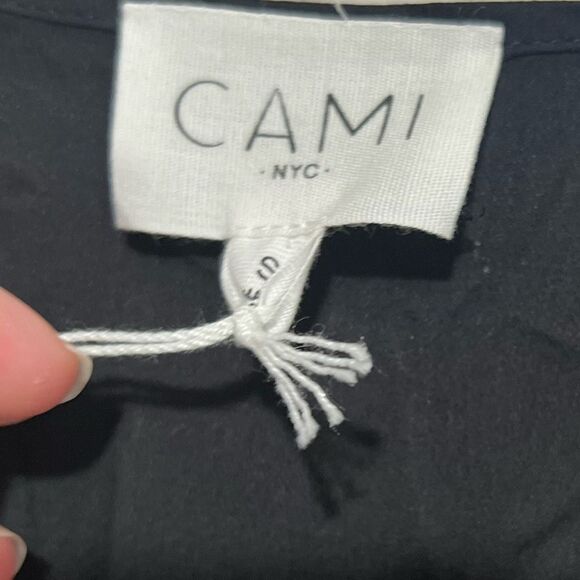 CAMI NYC Flare Lace Sleeve Silk Blouse in Black - Picture 11 of 14